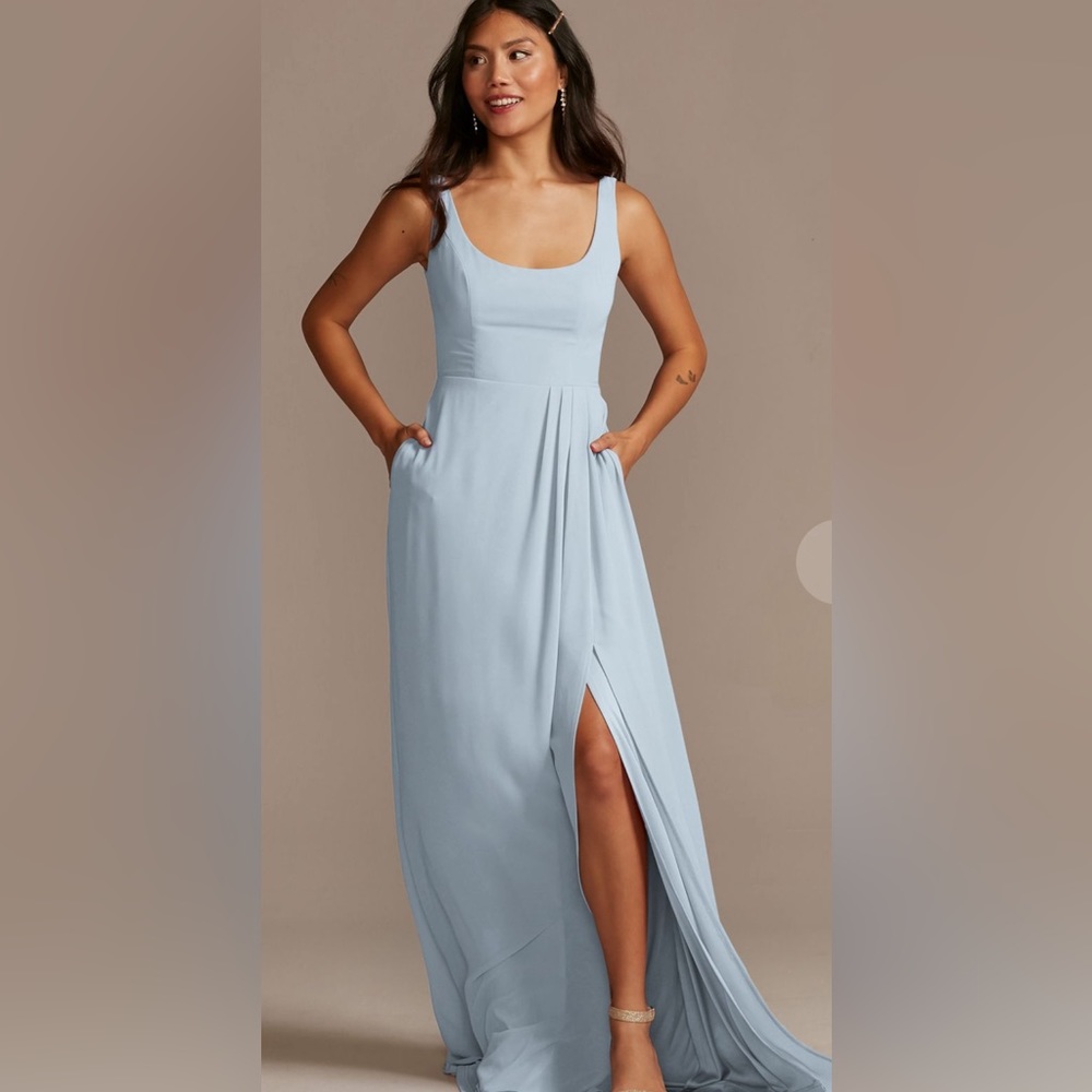 David’s Bridal dusty blue bridesmaid dress A-Line